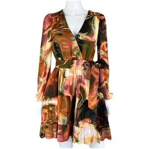 MARIE OLIVER Multicolor Marble Print Mini Dress Size XS A0041